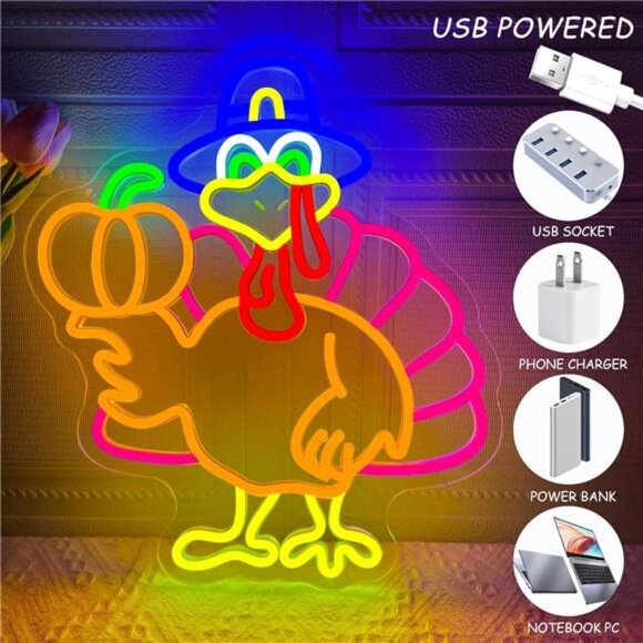 BRAND NEW Pumpkin Turkey Neon Sign - Picture 6 of 7